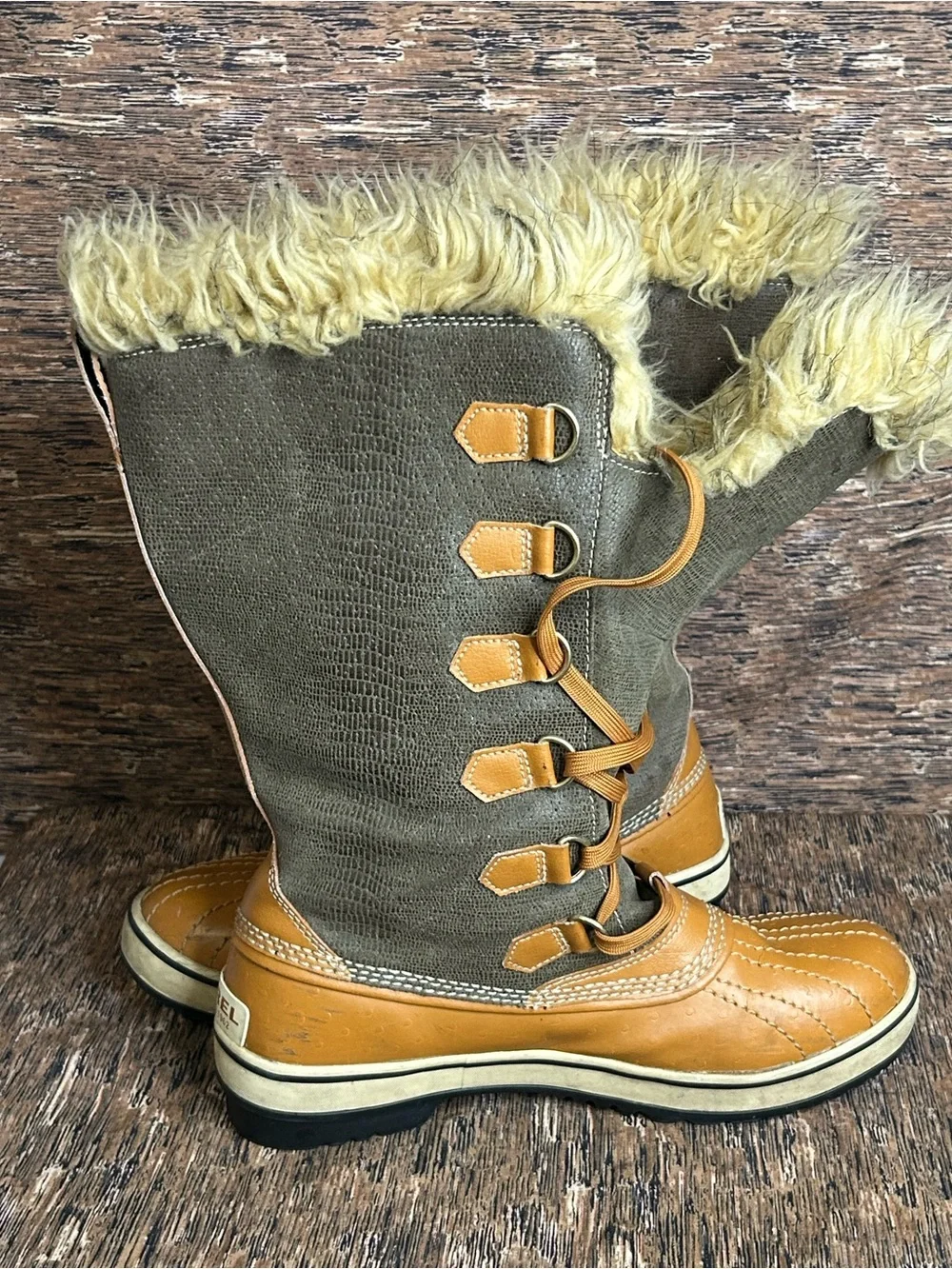 Sorel Joan Of Arctic Winter Waterproof Boots Brown Leather Faux Fur Women’s 9
